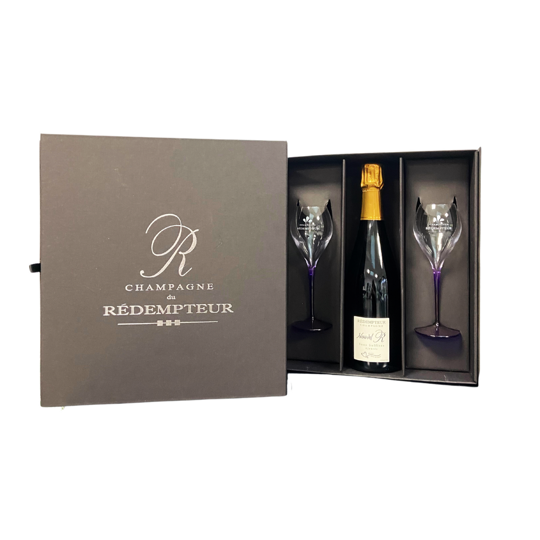 NOUVEL R - Coffret 1 bouteille Sans Sulfites ajoutés + 2 Flûtes