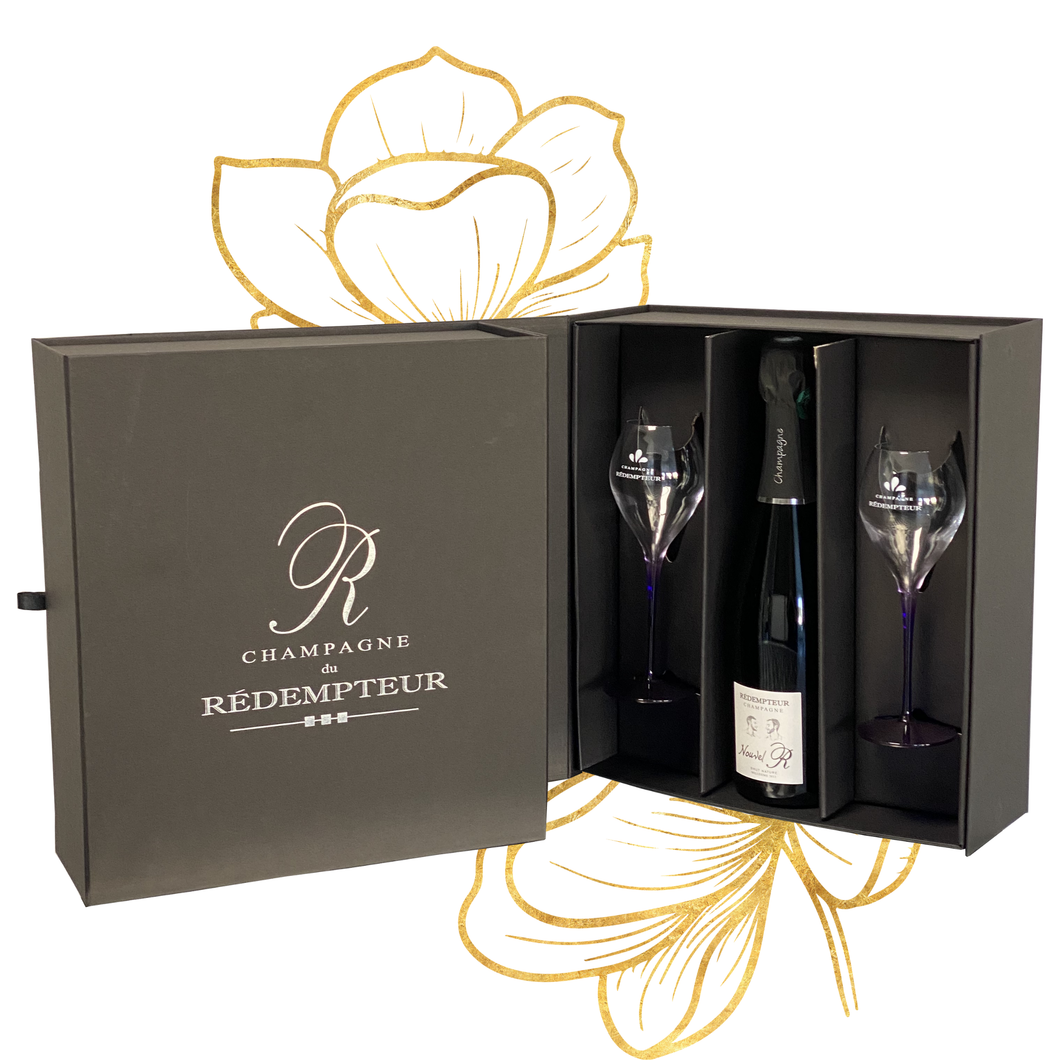 NOUVEL R - Coffret 1 bouteille Millésime 2013 + 2 Flûtes